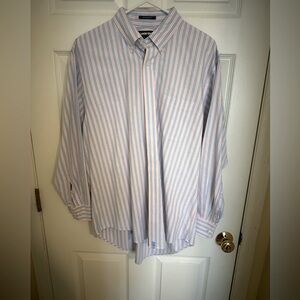 Land’s End Men's Blue and Pink Striped Shirt